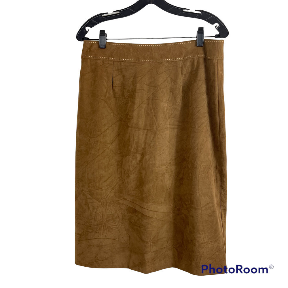Women's Suit Skirt By Courtenay Faux Suede Sz 12 - Picture 3 of 12